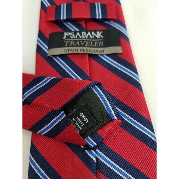 JOS A Bank Mens Necktie Silk Green Blue striped lot of 2 Stain Resistant ties - Picture 7 of 7